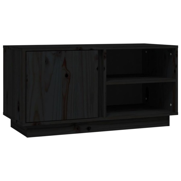 Mueble de TV madera maciza de pino negro 80x35x40,5 cm