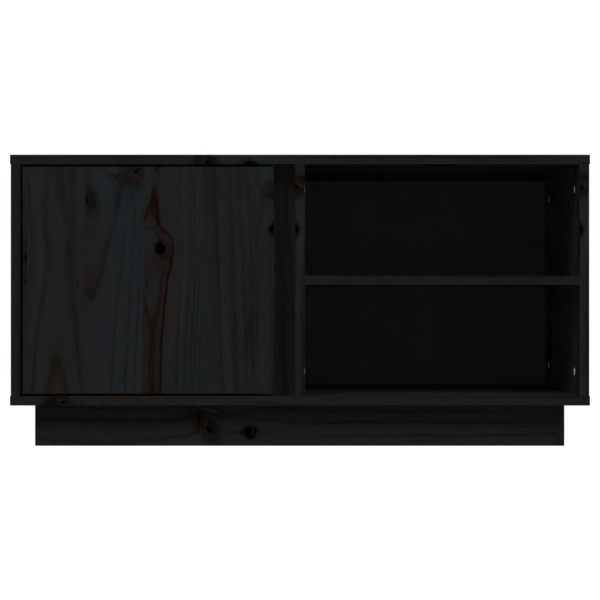 Mueble de TV madera maciza de pino negro 80x35x40,5 cm