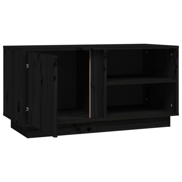 Mueble de TV madera maciza de pino negro 80x35x40,5 cm