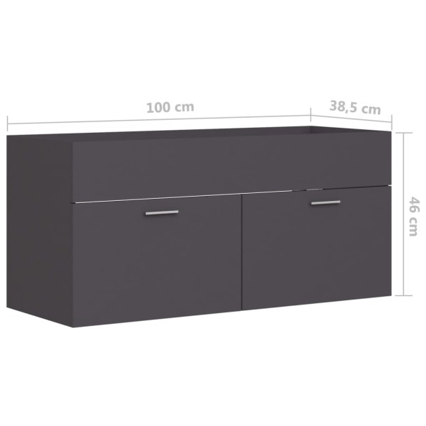 Armario para lavabo madera contrachapada gris 100x38,5x46 cm