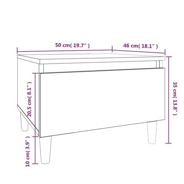 Mesa auxiliar de madera contrachapada gris hormigón 50x46x35 cm