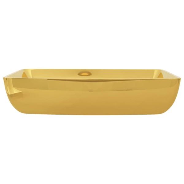 Lavabo 71x38x13,5 cm cerámica dorado