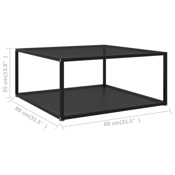 Mesa de centro vidrio templado negro 80x80x35 cm