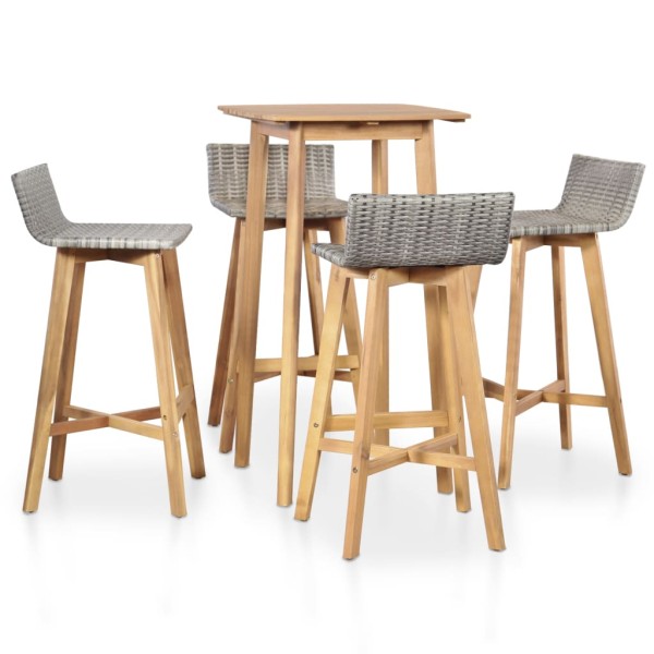 Set de comedor de jardín 5 piezas madera maciza de acacia