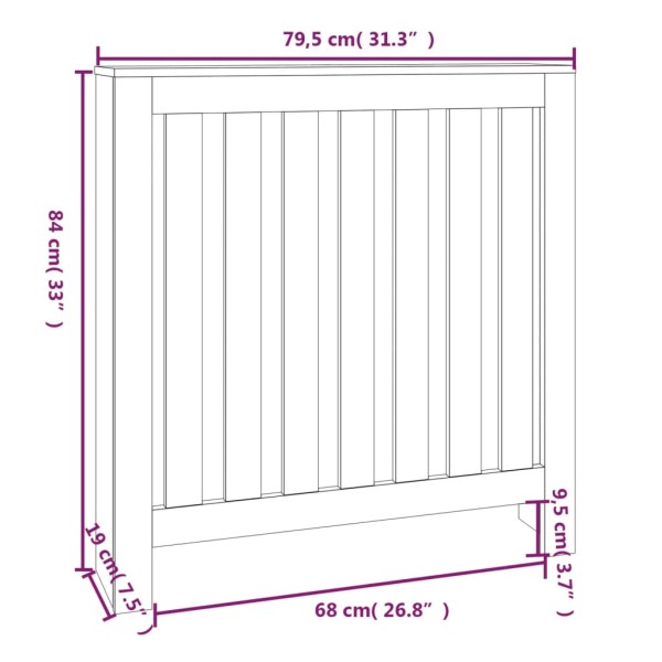 Cubierta de radiador madera maciza de pino 79,5x19x84 cm