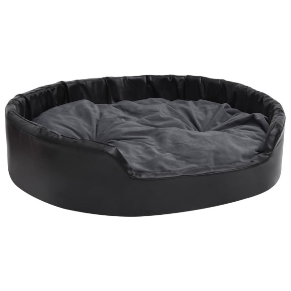 Cama de perros felpa y cuero sintético gris oscuro 99x89x21 cm