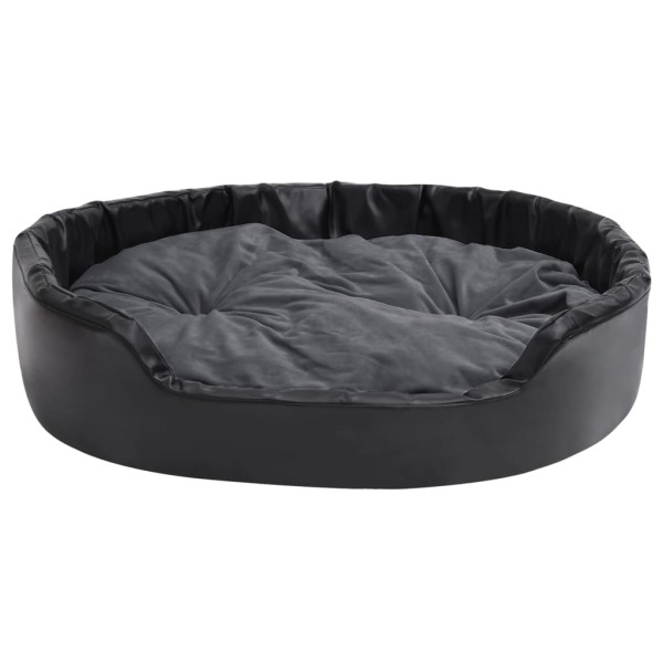 Cama de perros felpa y cuero sintético gris oscuro 99x89x21 cm