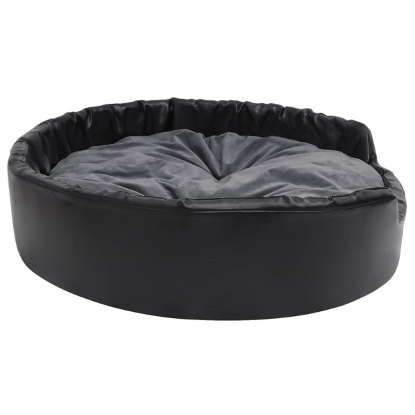 Cama de perros felpa y cuero sintético gris oscuro 99x89x21 cm