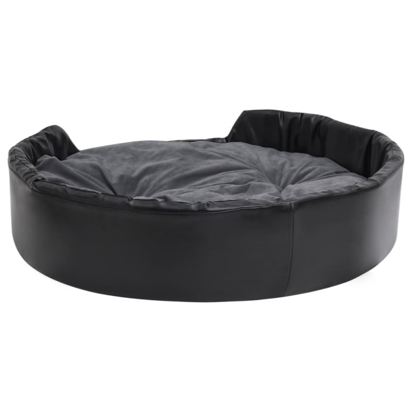 Cama de perros felpa y cuero sintético gris oscuro 99x89x21 cm