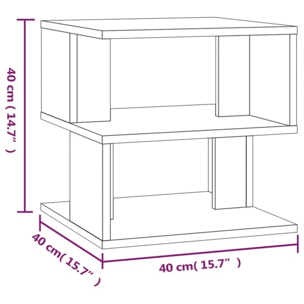 Mesa auxiliar de madera contrachapada marrón roble 40x40x40 cm