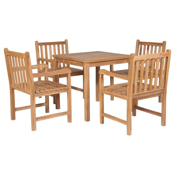 Set de comedor exterior 5 piezas de madera maciza de teca