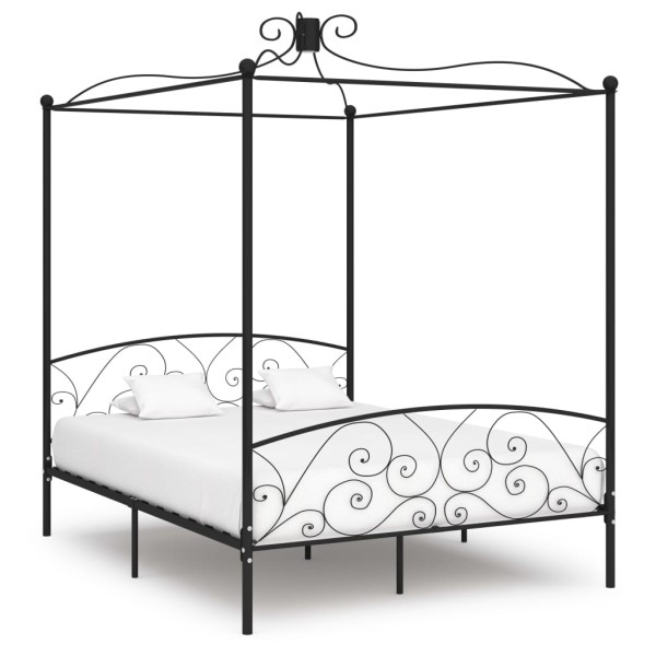 Estructura de cama con dosel metal negro 180x200 cm