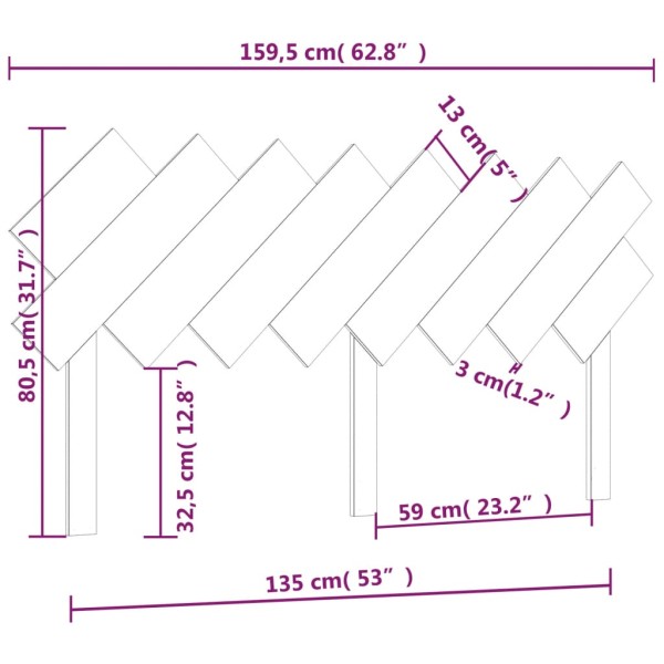 Cabecero de cama madera maciza de pino 159,5x3x80,5 cm