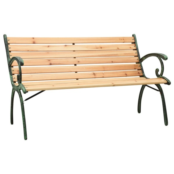 Banco de jardín hierro fundido y madera maciza de abeto 123 cm