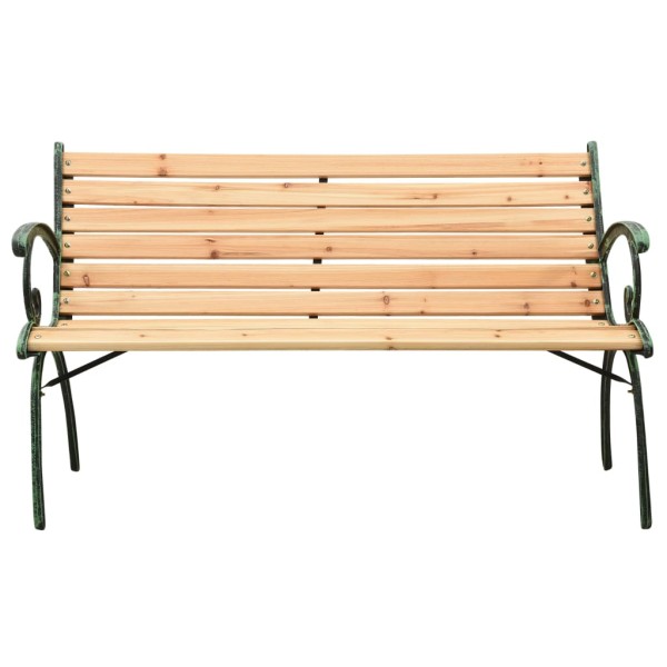 Banco de jardín hierro fundido y madera maciza de abeto 123 cm