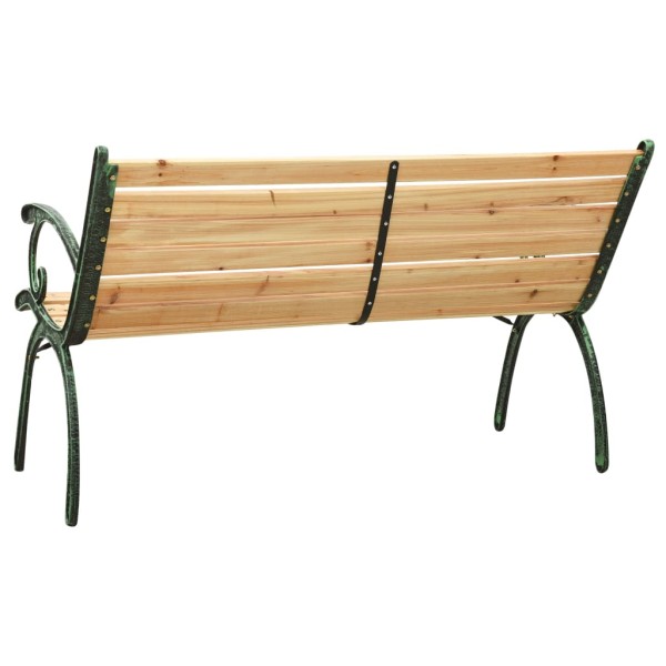 Banco de jardín hierro fundido y madera maciza de abeto 123 cm