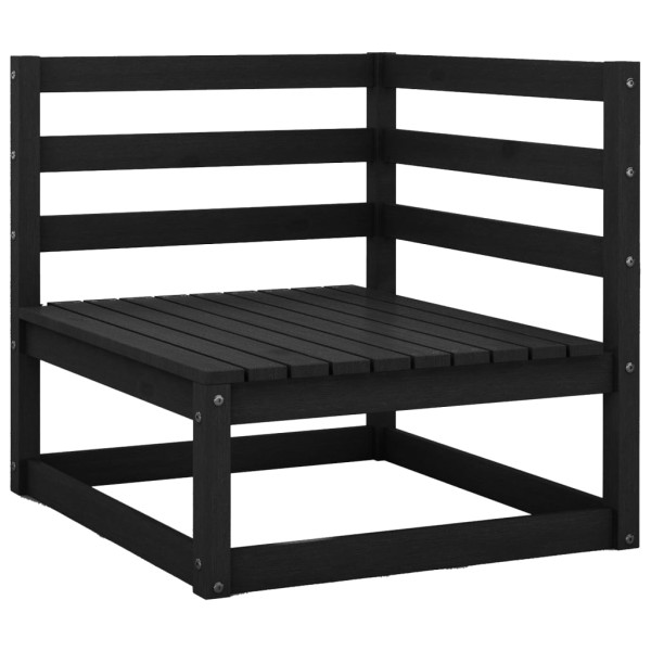 Juego de muebles de jardín 3 piezas negro madera maciza de pino