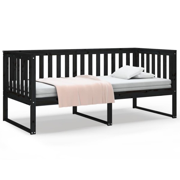 Sofá cama madera maciza de pino negro 90x190 cm