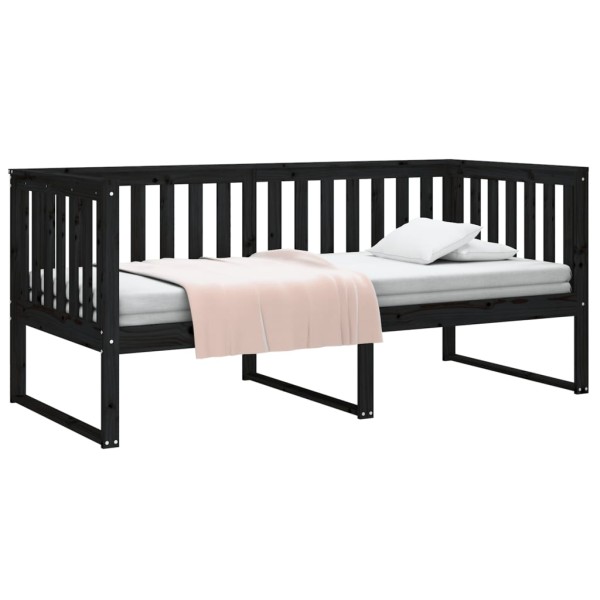 Sofá cama madera maciza de pino negro 90x190 cm