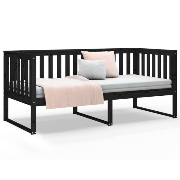 Sofá cama madera maciza de pino negro 90x190 cm