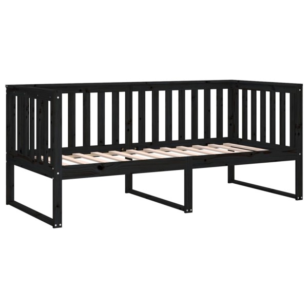 Sofá cama madera maciza de pino negro 90x190 cm