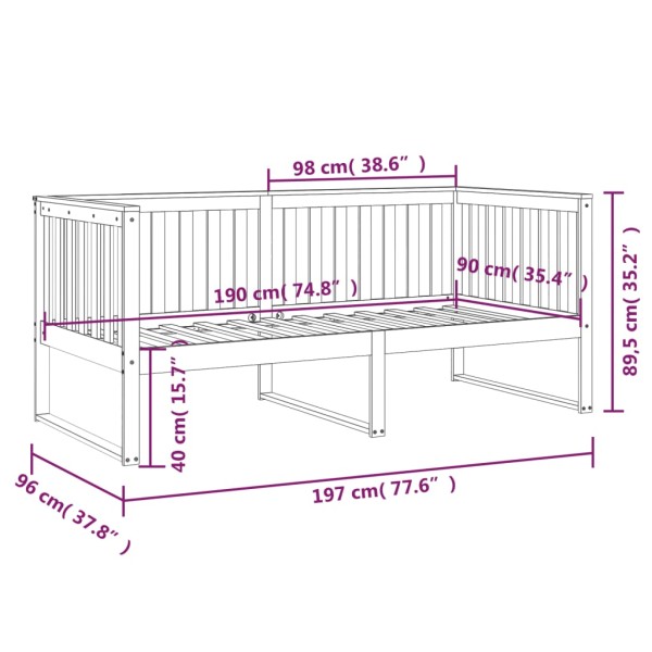 Sofá cama madera maciza de pino negro 90x190 cm