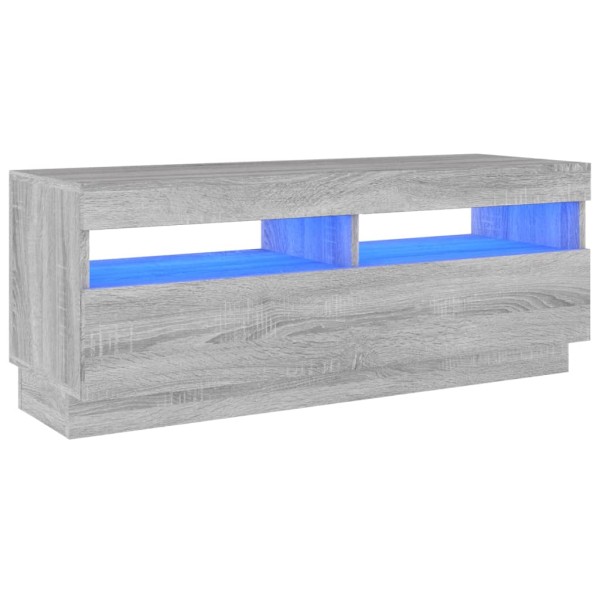 Mueble de TV con luces LED gris Sonoma 100x35x40 cm