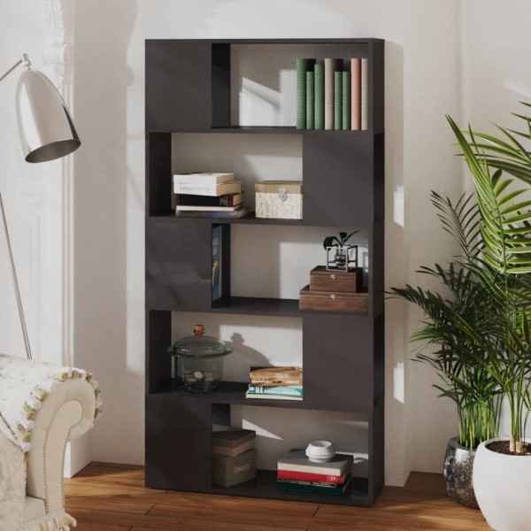 Librería separador madera contrachapada gris brillo 80x24x155cm