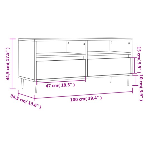 Mueble para TV madera contrachapada blanco 100x34,5x44,5 cm