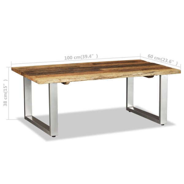 Mesa de centro de madera maciza reciclada 100x60x38 cm