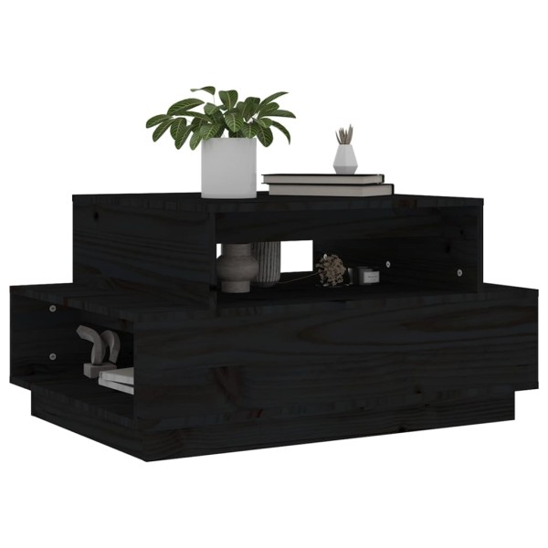 Mesa de centro madera maciza de pino negro 80x55x40,5 cm