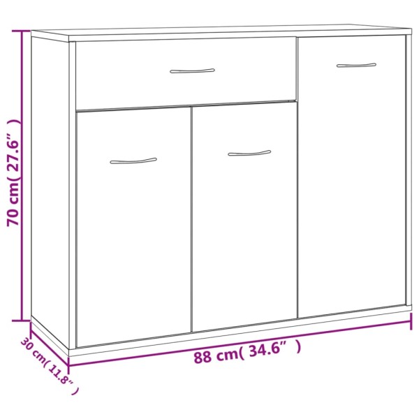 Aparador de madera contrachapada color roble Sonoma 88x30x70 cm