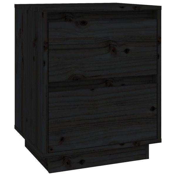 Mesita de noche madera maciza de pino negro 40x35x50 cm