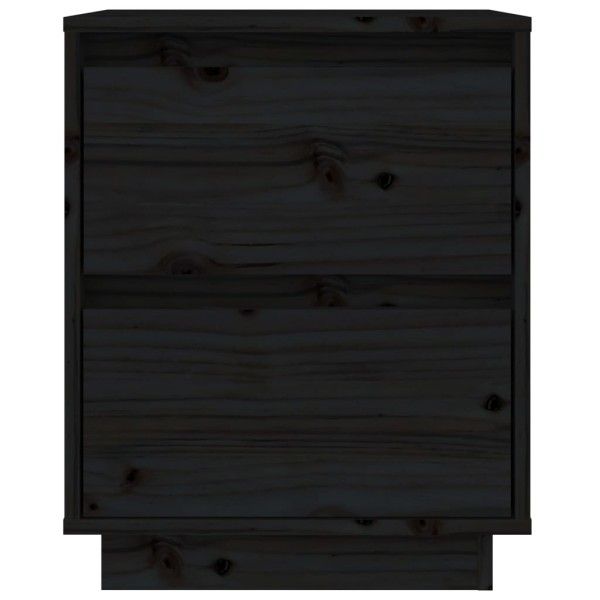 Mesita de noche madera maciza de pino negro 40x35x50 cm