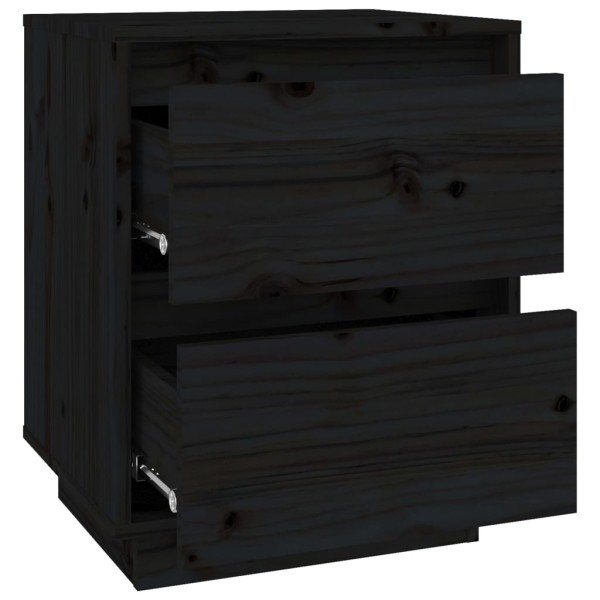 Mesita de noche madera maciza de pino negro 40x35x50 cm