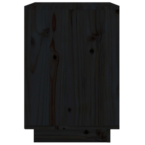 Mesita de noche madera maciza de pino negro 40x35x50 cm