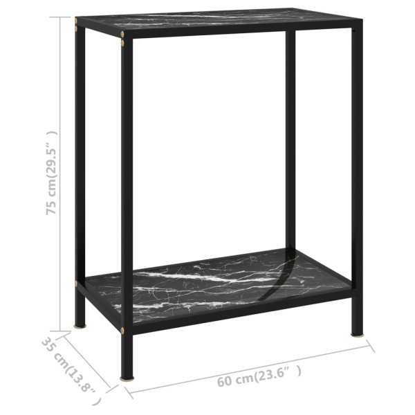 Mesa de consola negro vidrio templado 60x35x75 cm