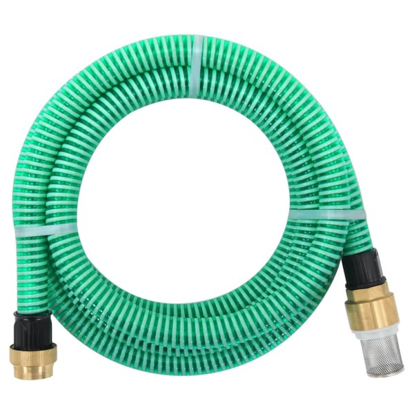 Manguera de succión con conectores de latón PVC verde 29 mm 15m