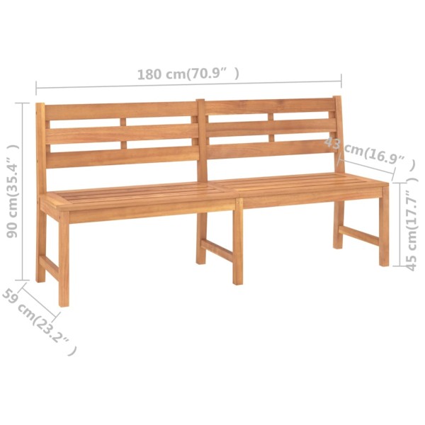 Banco de jardín de madera maciza de teca 180 cm