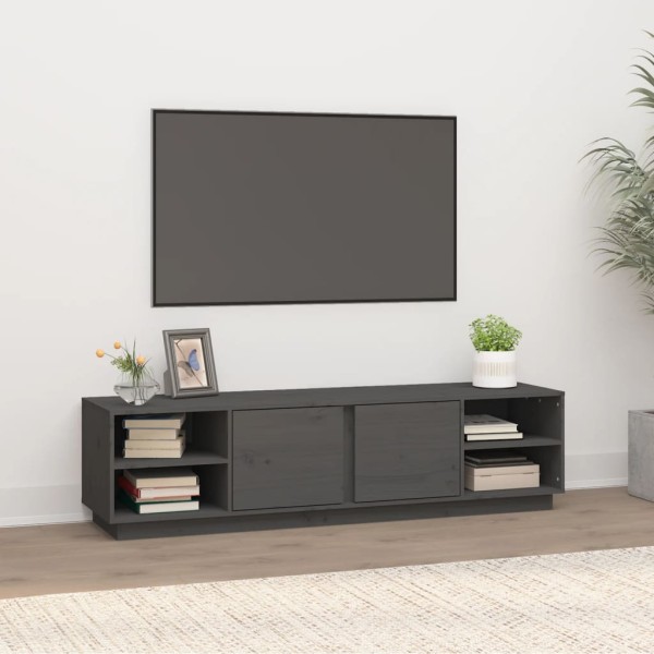 Mueble de TV madera maciza de pino gris 156x40x40 cm