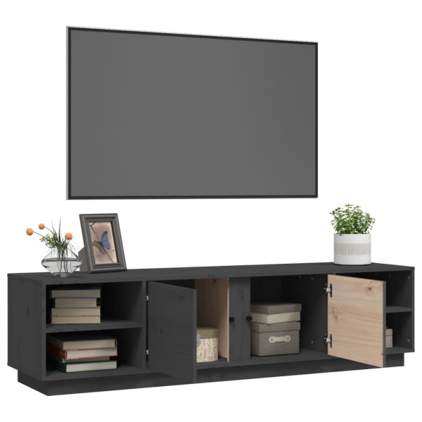 Mueble de TV madera maciza de pino gris 156x40x40 cm