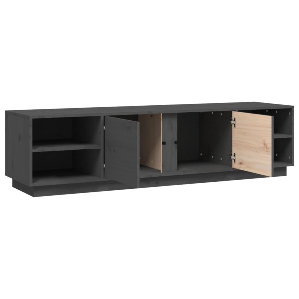 Mueble de TV madera maciza de pino gris 156x40x40 cm