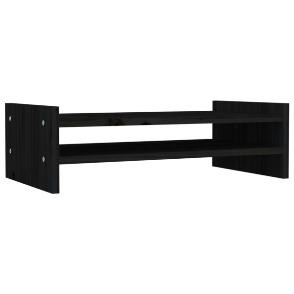 Soporte para monitor madera maciza de pino negro 50x27x15 cm