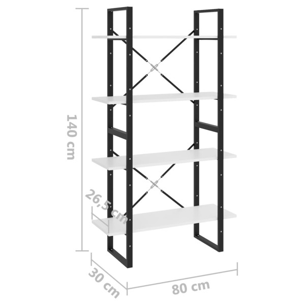 Estantería de 4 niveles madera contrachapada blanco 80x30x140cm