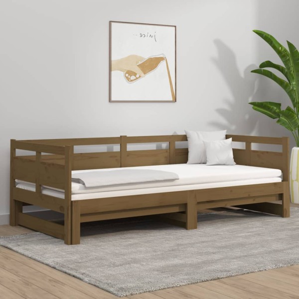 Sofá cama extraíble madera de pino marrón miel 2x(80x200) cm