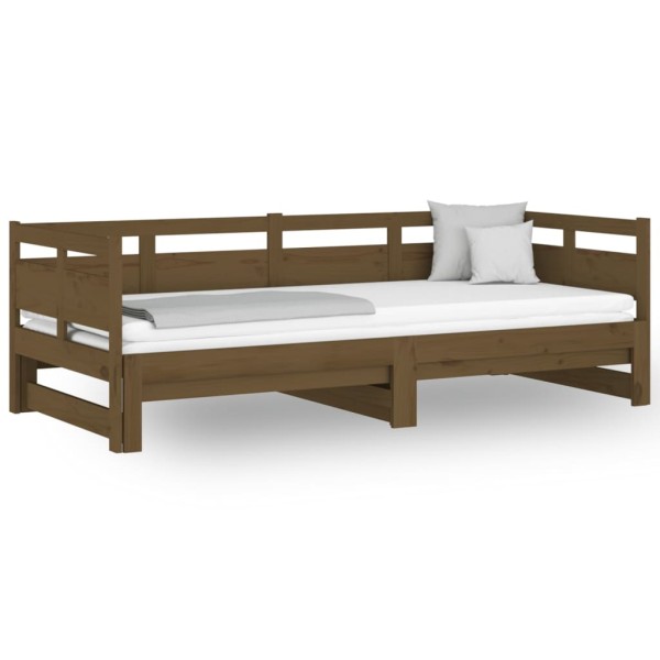 Sofá cama extraíble madera de pino marrón miel 2x(80x200) cm