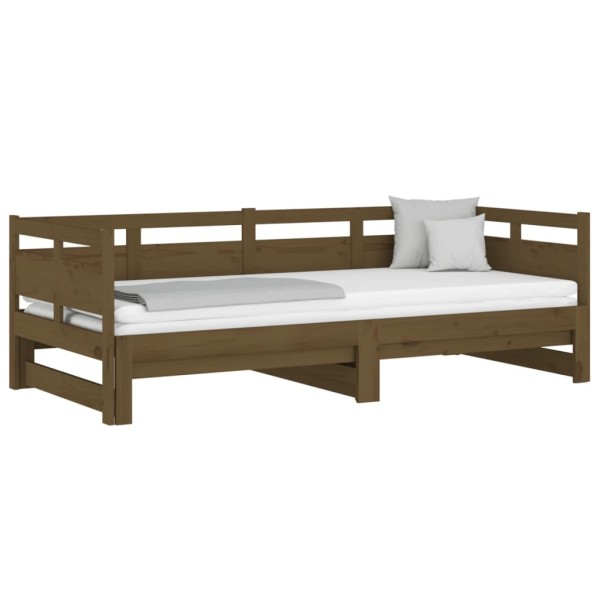 Sofá cama extraíble madera de pino marrón miel 2x(80x200) cm