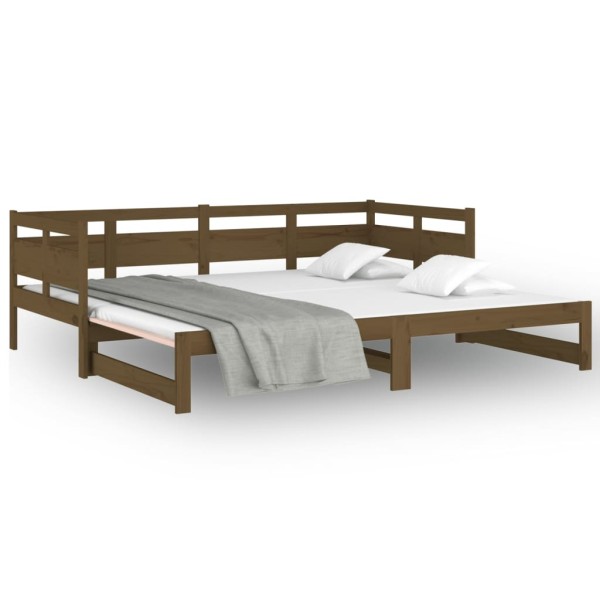 Sofá cama extraíble madera de pino marrón miel 2x(80x200) cm