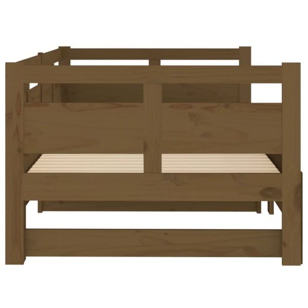 Sofá cama extraíble madera de pino marrón miel 2x(80x200) cm