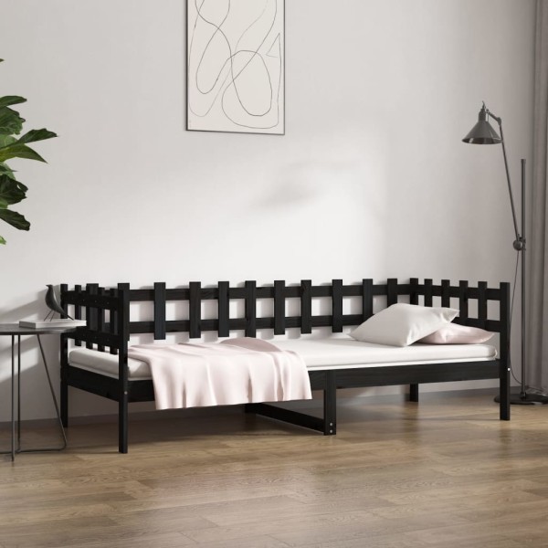 Sofá cama de madera maciza de pino negro 80x200 cm